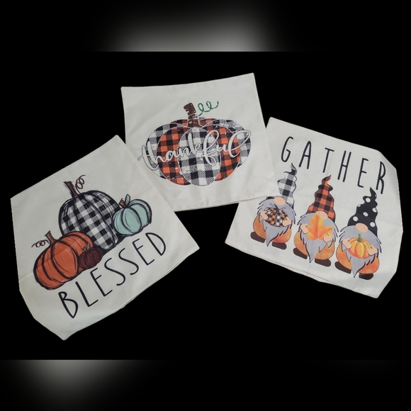 unbranded Other - Thanksgiving Holiday Decorative Pillow Covers Set Of 3 Square Zipper‎ 19.5×19.5